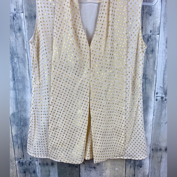 Victoria Beckham Pleat Metallic Dot Tank in Cream Gold Combo Size Medium. - Picture 4 of 8
